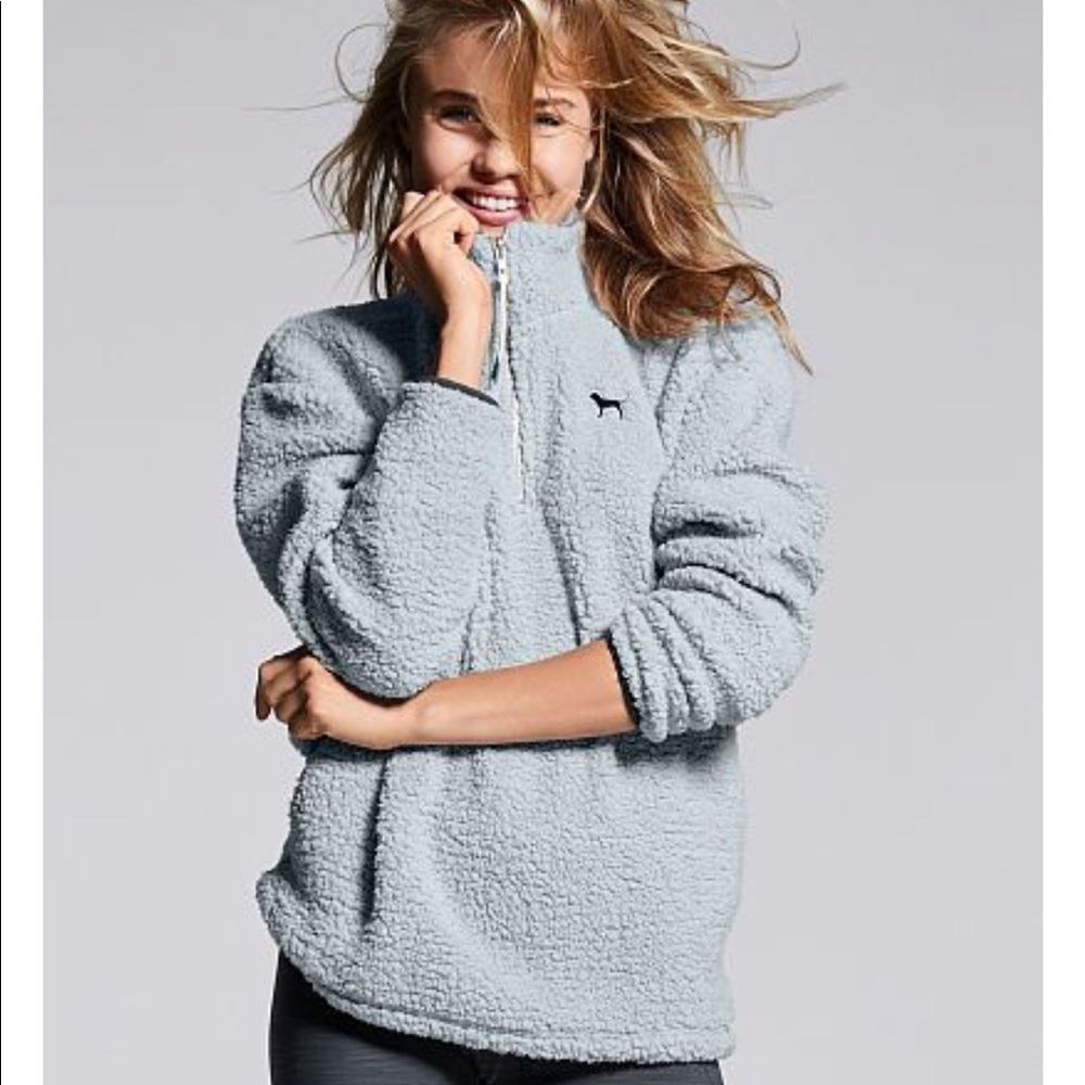 Victoria’s Secret PINK Sherpa Quarter Zip Fleece Sweatshirt